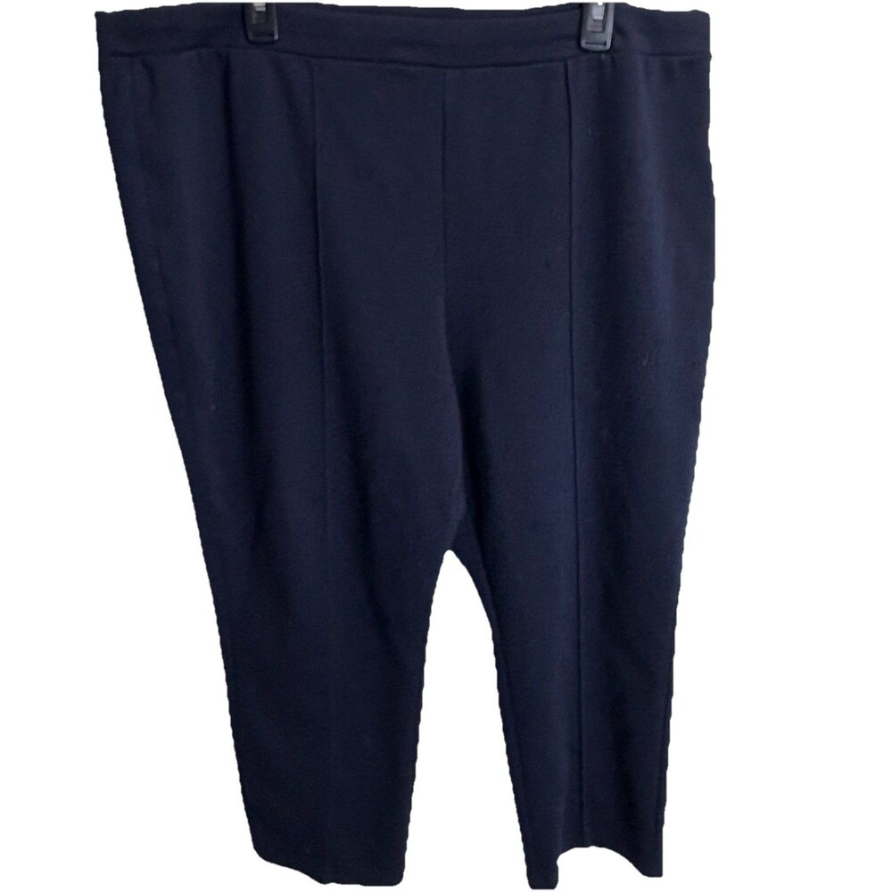 Ralph Lauren Women 18W Pull On Pants Navy Blue Stretch Ankle Front Seam